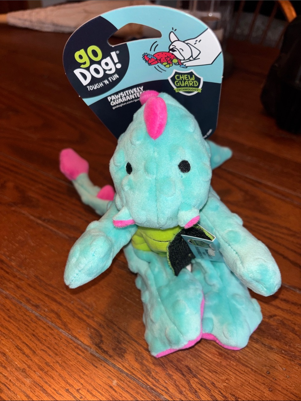Go Dog! Plush Sea Dragon Toy - Aqua with Pink Accents